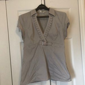 Express Design Studio Striped Shirt w/Buckle- L